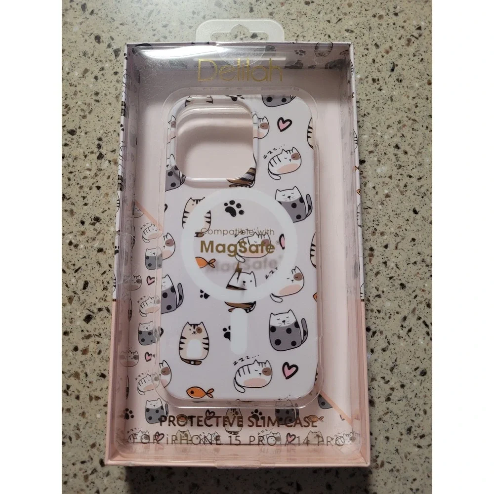iPhone 15 Pro & 14 Pro Durable Magsafe Cellphone Cat Kitten Kitty Meow Case
